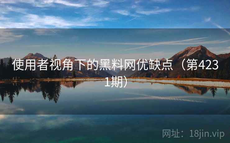 使用者视角下的黑料网优缺点（第4231期）