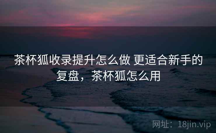 茶杯狐收录提升怎么做 更适合新手的复盘，茶杯狐怎么用