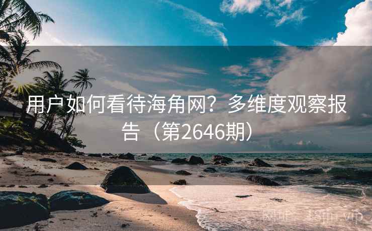 用户如何看待海角网？多维度观察报告（第2646期）