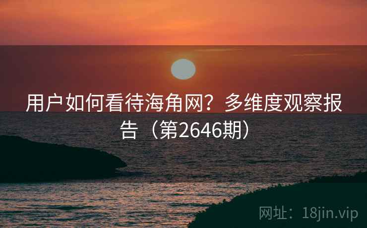 用户如何看待海角网？多维度观察报告（第2646期）