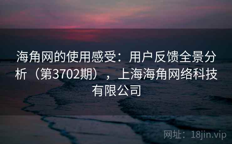 海角网的使用感受：用户反馈全景分析（第3702期），上海海角网络科技有限公司